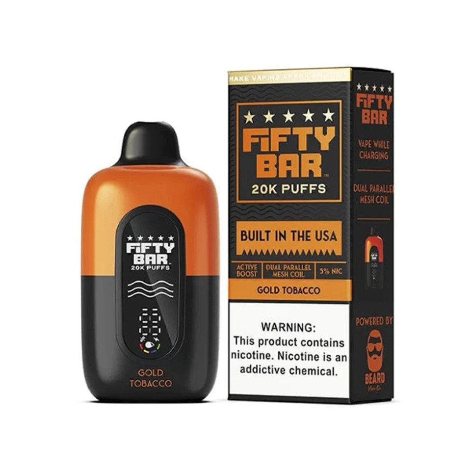 Gold Tobacco Fifty Bar V2 20K Puffs Disposable Vape