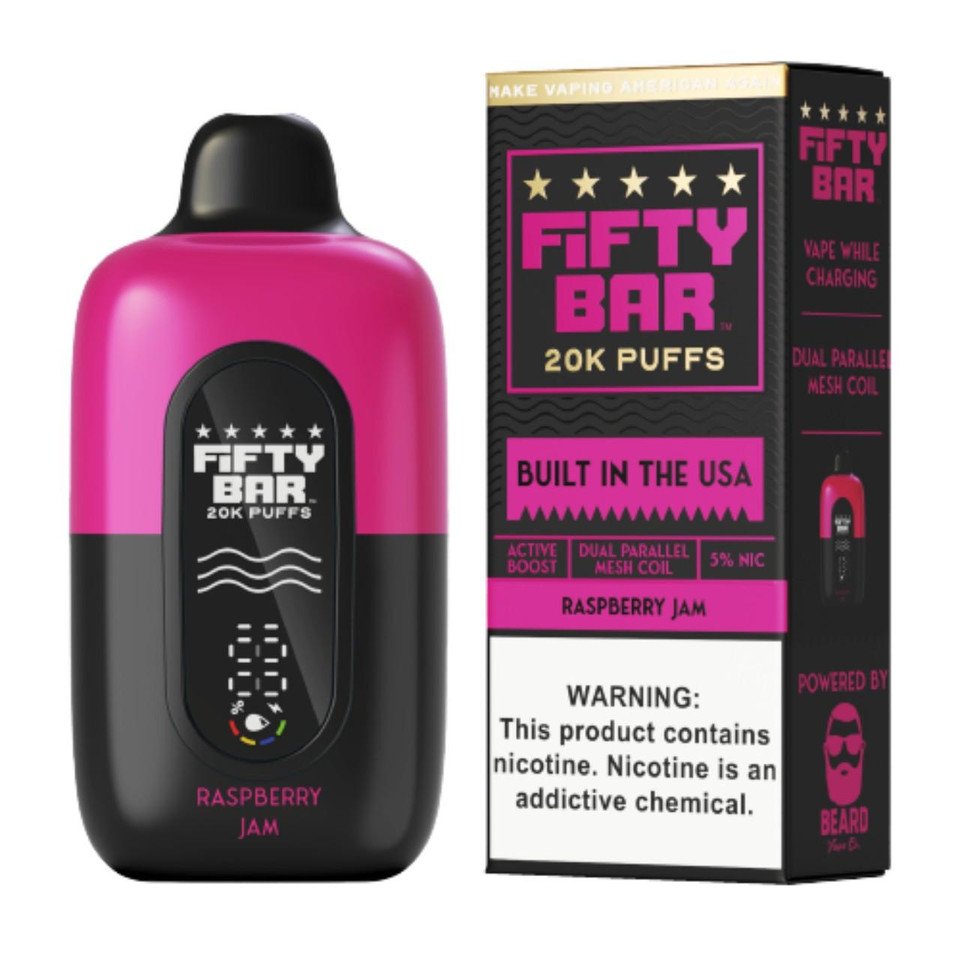Raspberry Jam Fifty Bar V2 20K Puffs Disposable Vape