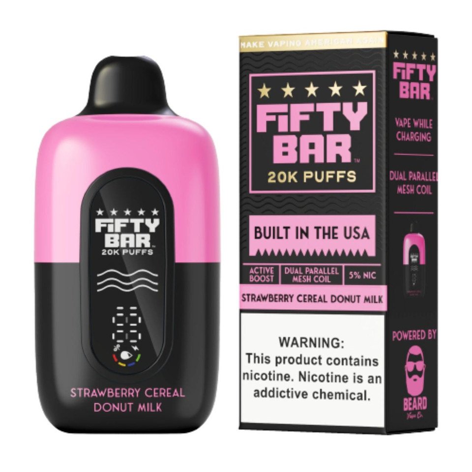 Strawberry Cereal Donut Milk Fifty Bar V2 20K Puffs Disposable Vape
