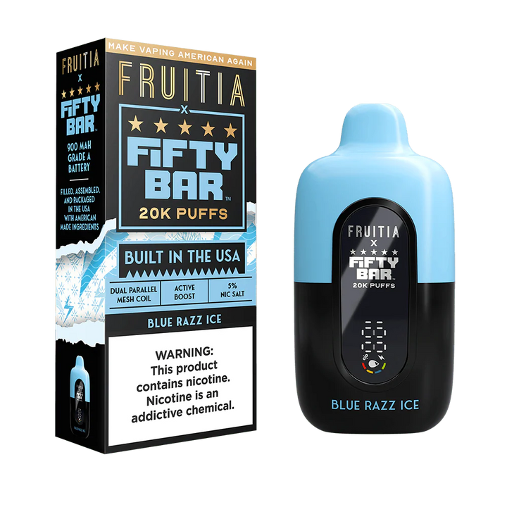 Blue Razz Ice Fruitia X Fifty Bar V2 20K Puffs Disposable Vape - 18mL