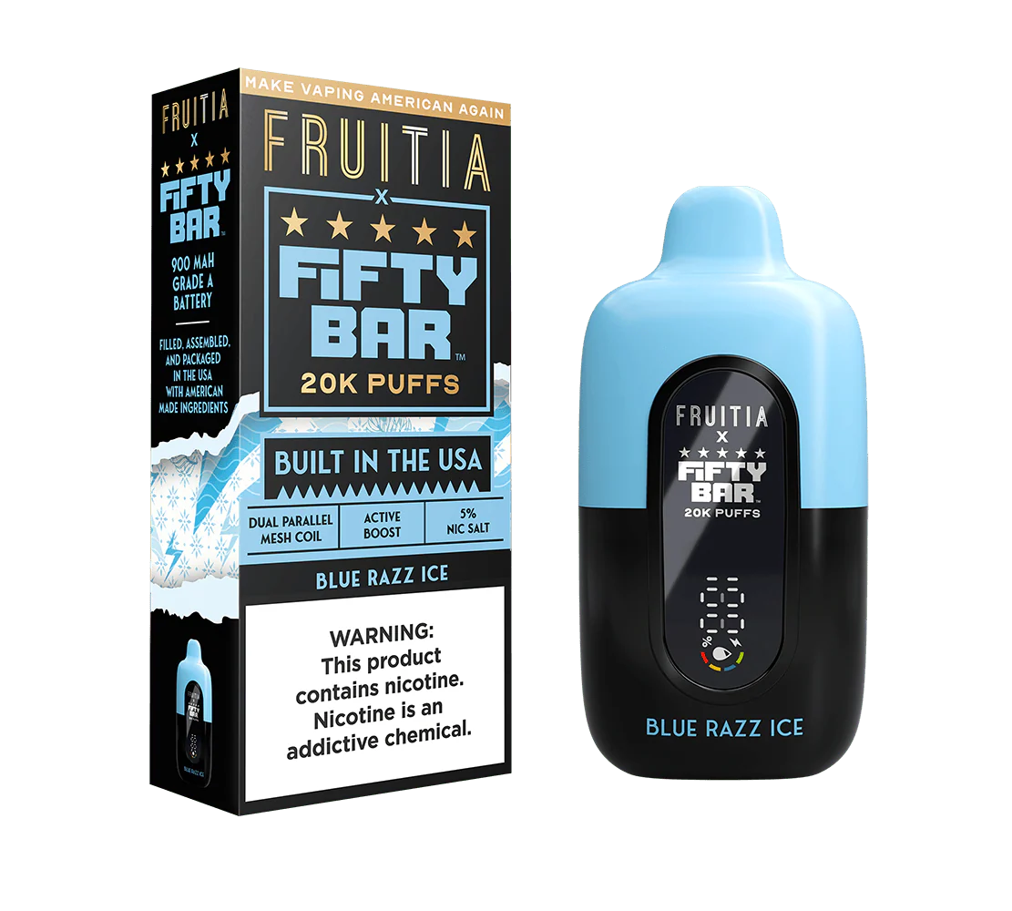 Blue Razz Ice Fruitia X Fifty Bar V2 20K Puffs Disposable Vape - 18mL