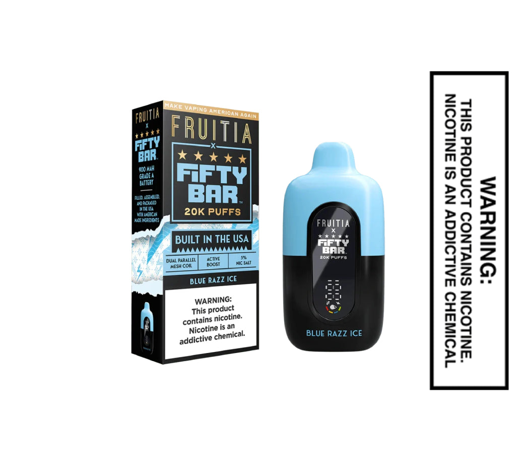 Blue Razz Ice Fruitia X Fifty Bar V2 20K Puffs Disposable Vape - 18mL