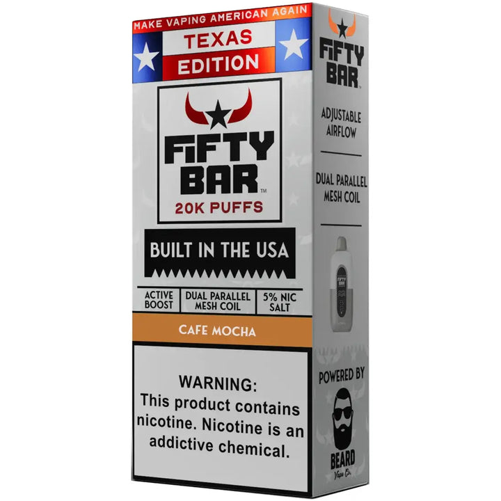 Cafe Mocha Texas X Fifty Bar 20k Puffs Disposable Vape