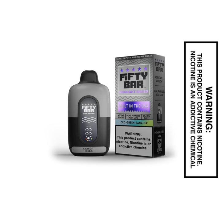 Iced Green Rancher Fifty Bar 20K Midnight Series Disposable Vape