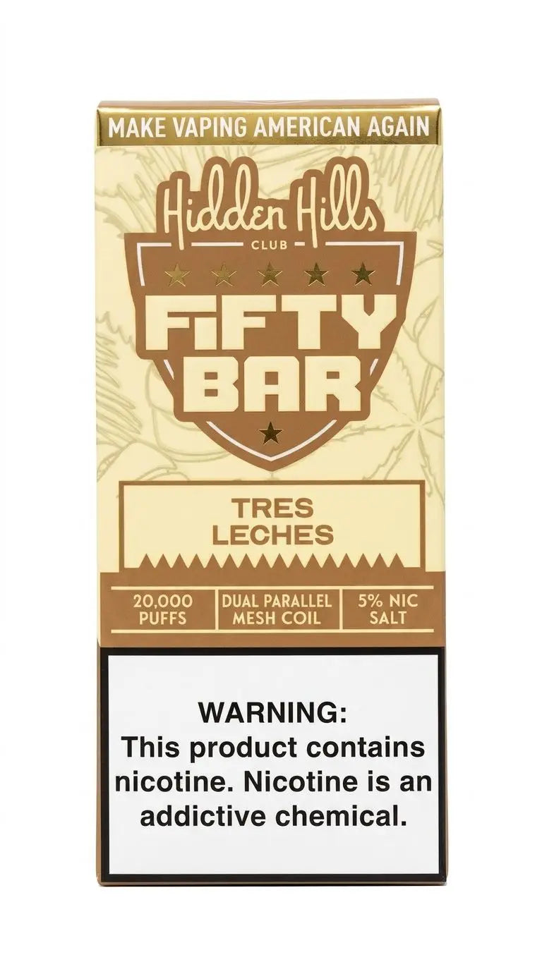 Tres Leches Hidden Hills x Fifty Bar 20k Puffs Disposable Vape