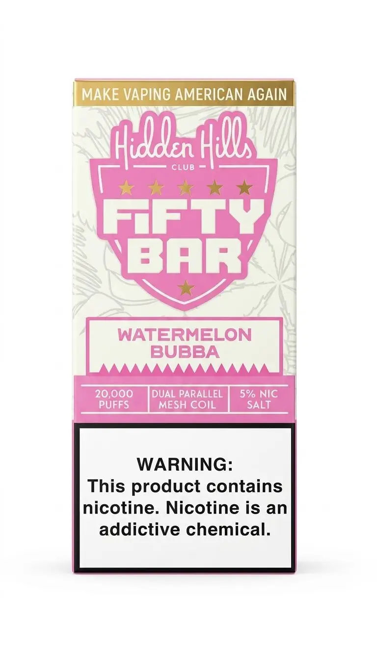 Watermelon Bubba Hidden Hills x Fifty Bar 20k Puffs Disposable Vape