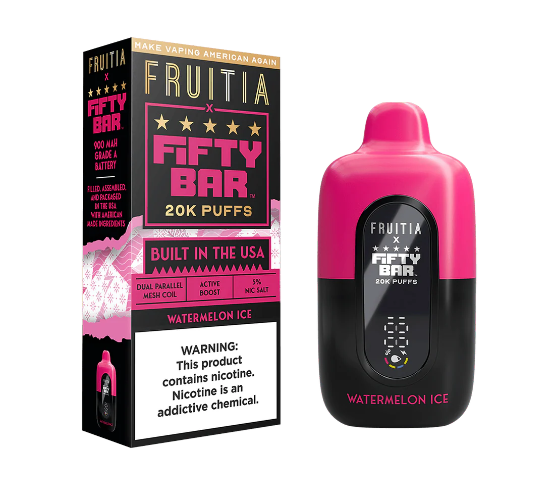 Watermelon Ice Fruitia X Fifty Bar V2 20K Puffs Disposable Vape - 18mL