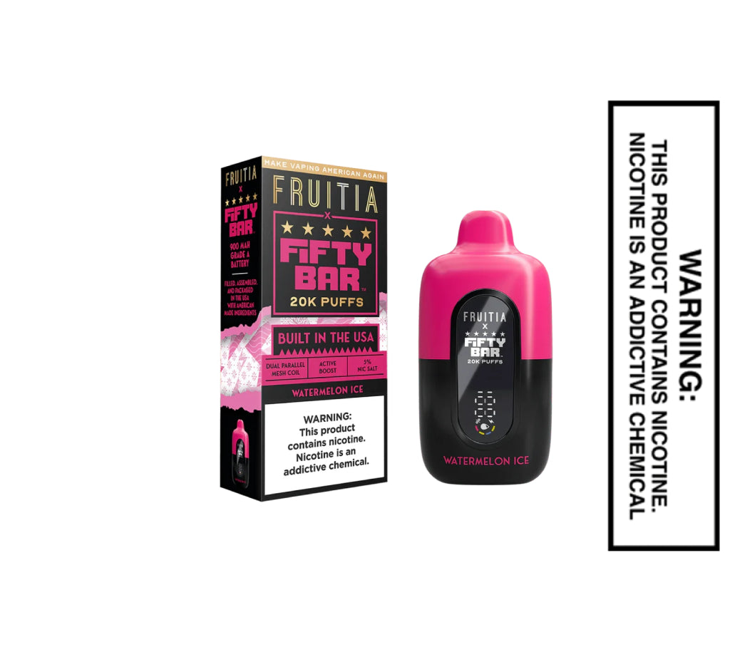 Watermelon Ice Fruitia X Fifty Bar V2 20K Puffs Disposable Vape - 18mL
