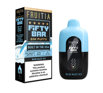 Blue Razz Ice Fruitia X Fifty Bar V2 20K Puffs Disposable Vape - 18mL