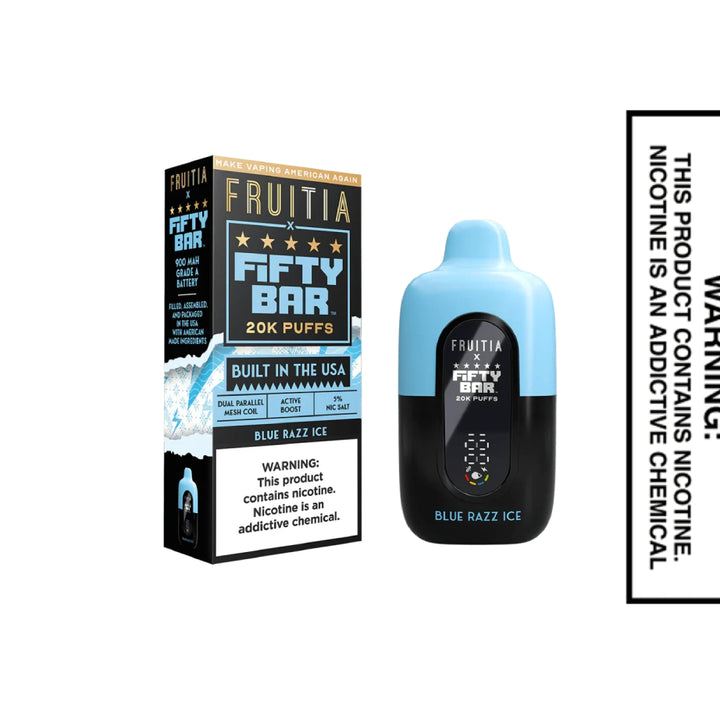 Blue Razz Ice Fruitia X Fifty Bar V2 20K Puffs Disposable Vape - 18mL