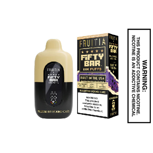 fifty bar vape how to tell if empty Blueberry Pound Cake Fruitia X V2 20K Puffs Disposable – American Made Vapes Select Flavor ::Cherry Banana Duo Ice Flum Mello Blossom Flavor vleaf go