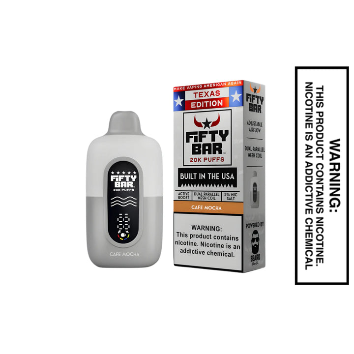 Cafe Mocha Texas X Fifty Bar 20k Puffs Disposable Vape