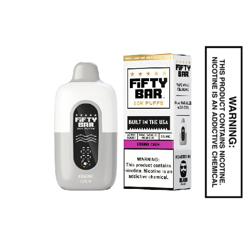 fifty bar 20k vape Kiberry Chew Puffs Disposable – American Made Vapes Dessert Flavor Vape Flavour:Pineapple Ice / Lemon Lime pom pom raz flavor
