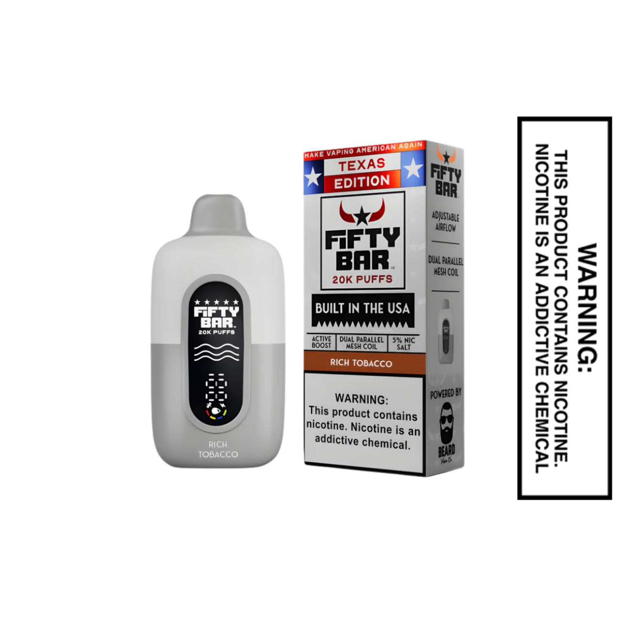 Rich Tobacco Texas X Fifty Bar 20k Puffs Disposable Vape