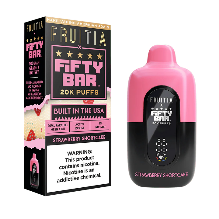 Strawberry Shortcake Fruitia X Fifty Bar V2 20K Puffs Disposable Vape - 18mL