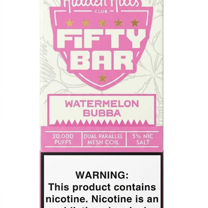 Watermelon Bubba Hidden Hills x Fifty Bar 20k Puffs Disposable Vape