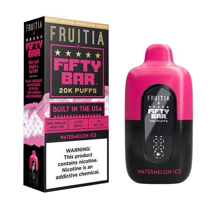 Watermelon Ice Fruitia X Fifty Bar V2 20K Puffs Disposable Vape - 18mL