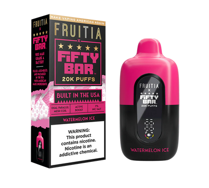 Watermelon Ice Fruitia X Fifty Bar V2 20K Puffs Disposable Vape - 18mL