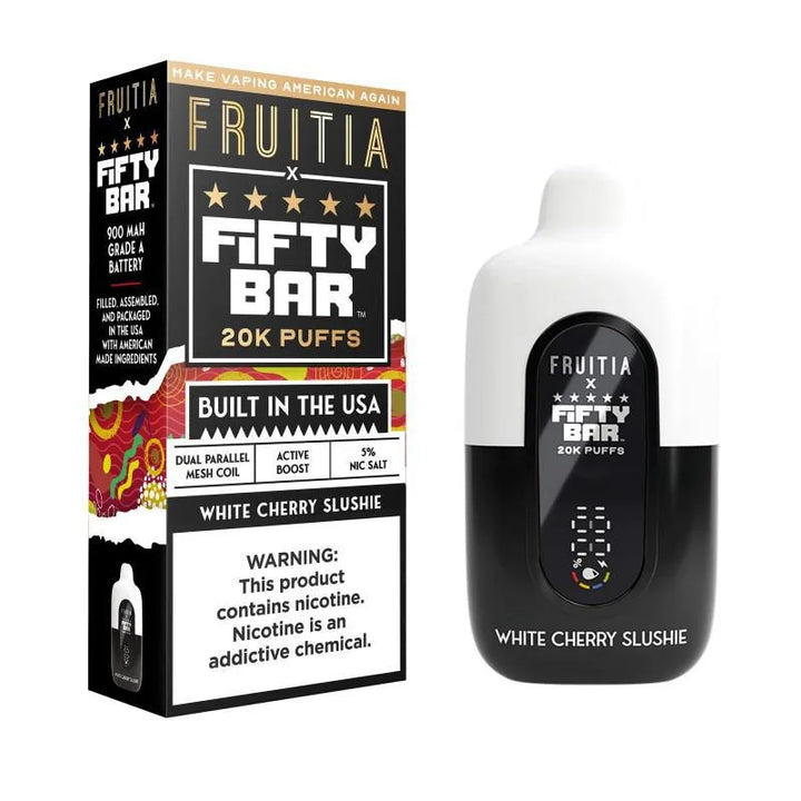White Cherry Slushy Fruitia X Fifty Bar V2 20K Puffs Disposable Vape - 18mL