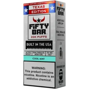 Cool Mint Fifty Bar Texas Edition 20k Puffs Disposable Vape