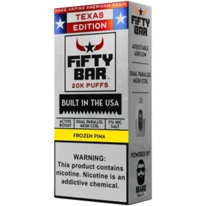 Frozen Pina Fifty Bar Texas Edition 20k Puffs Disposable Vape