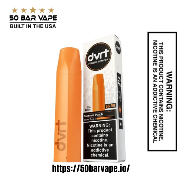 Summer Peach Fifty Bar DVRT 2000 Puff Disposable Vape